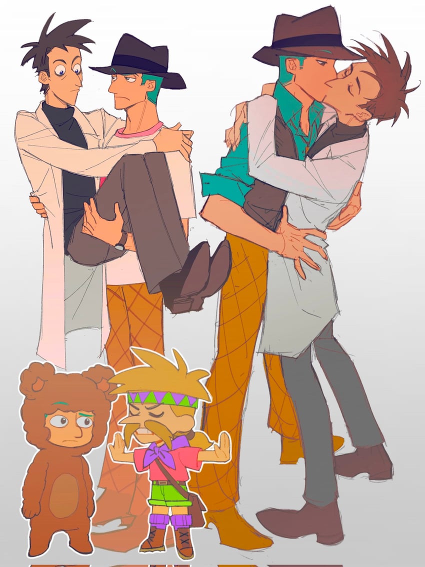perry the platypus and heinz doofenshmirtz (phineas and ferb) drawn by chi_zhenjiao