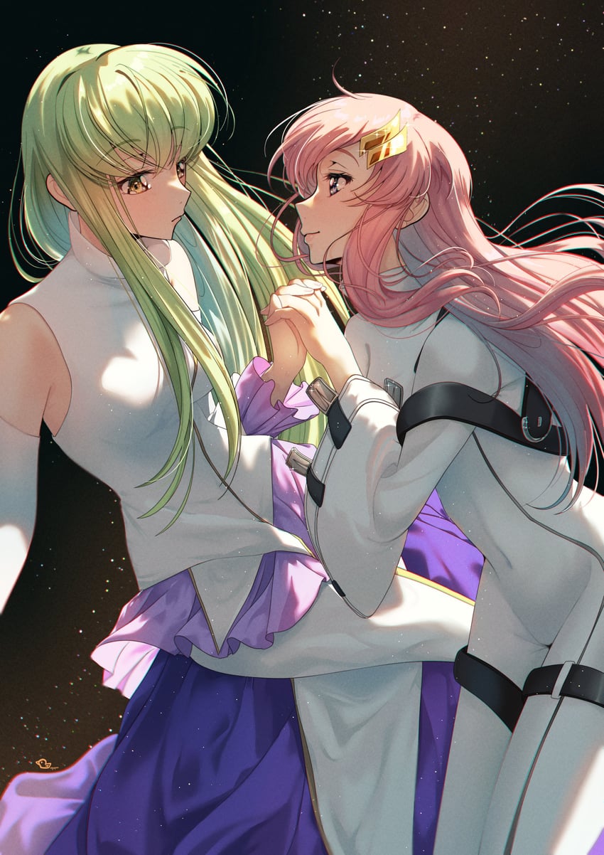 c.c. and lacus clyne (gundam and 3 more) drawn by budgiepon