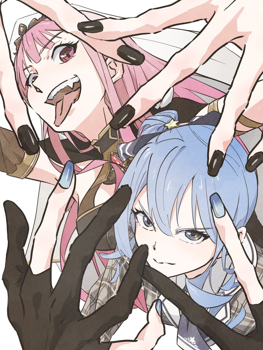 hoshimachi suisei and mori calliope (hololive and 1 more) drawn by tauyoshi728