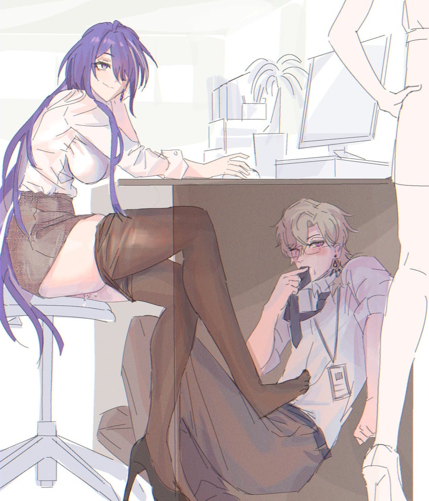 acheron and aventurine (honkai and 1 more) drawn by gnarlypzofbread