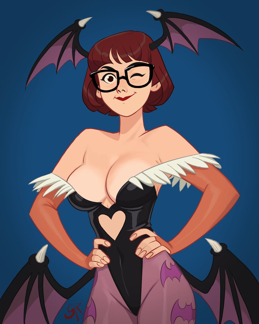 morrigan aensland and velma dinkley (darkstalkers and 1 more) drawn by galmesh_rosewood