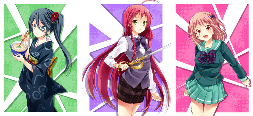 sasaki chiho, yusa emi, and kamazuki suzuno (hataraku maou-sama!) drawn by kubyou_azami