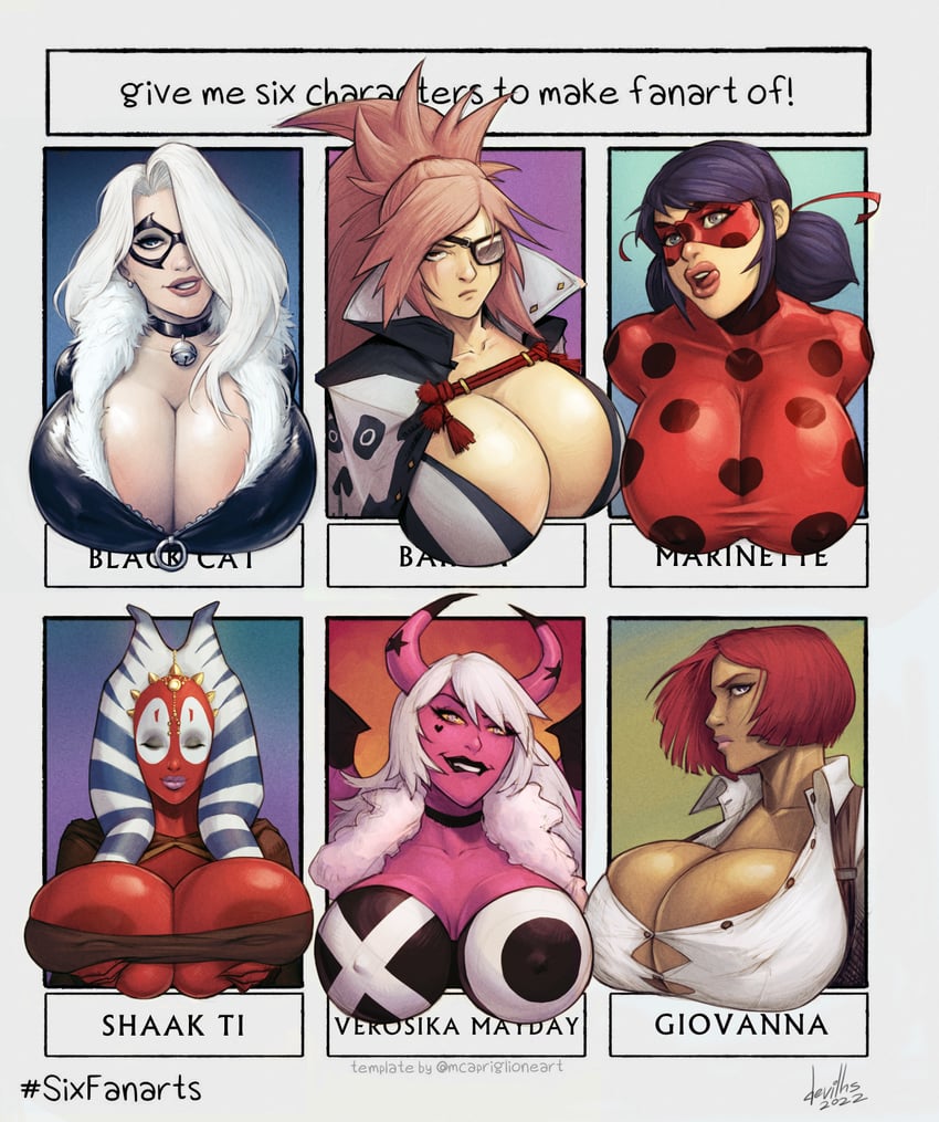 baiken, marinette dupain-cheng, giovanna, black cat, felicia hardy, and 3 more (guilty gear and 8 more) drawn by devilhs