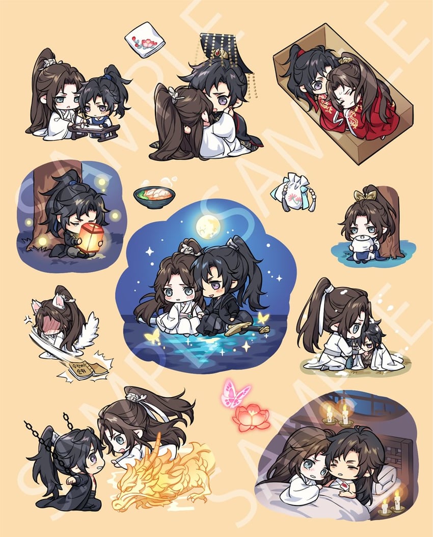 chu wanning, mo ran, taxian-jun, and xia sini (erha he tadebai mao shizun) drawn by zehel_az