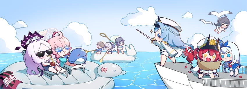 hina, hoshino, miyu, miyako, saki, and 5 more (blue archive and 1 more) drawn by uz_(uzru0428)