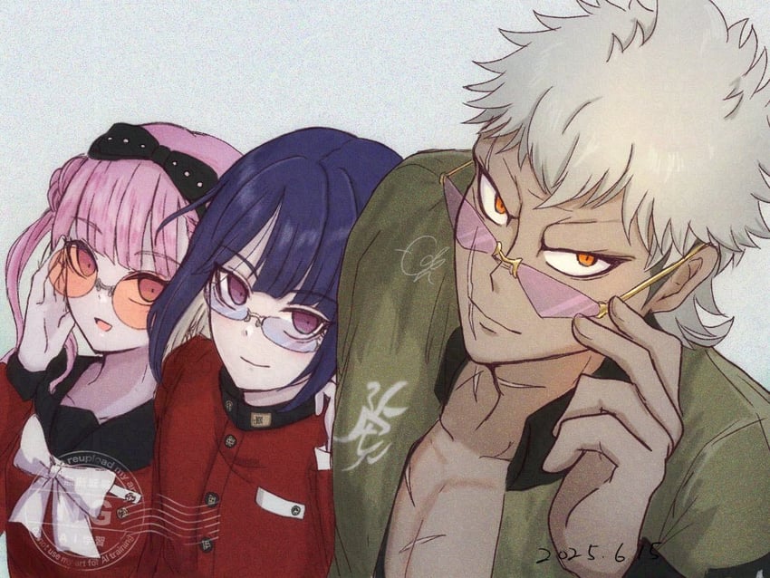 tsukumo kako, tsukumo ima, and yakushiji takemaru (the hundred line -last defense academy-) drawn by fulattecoco