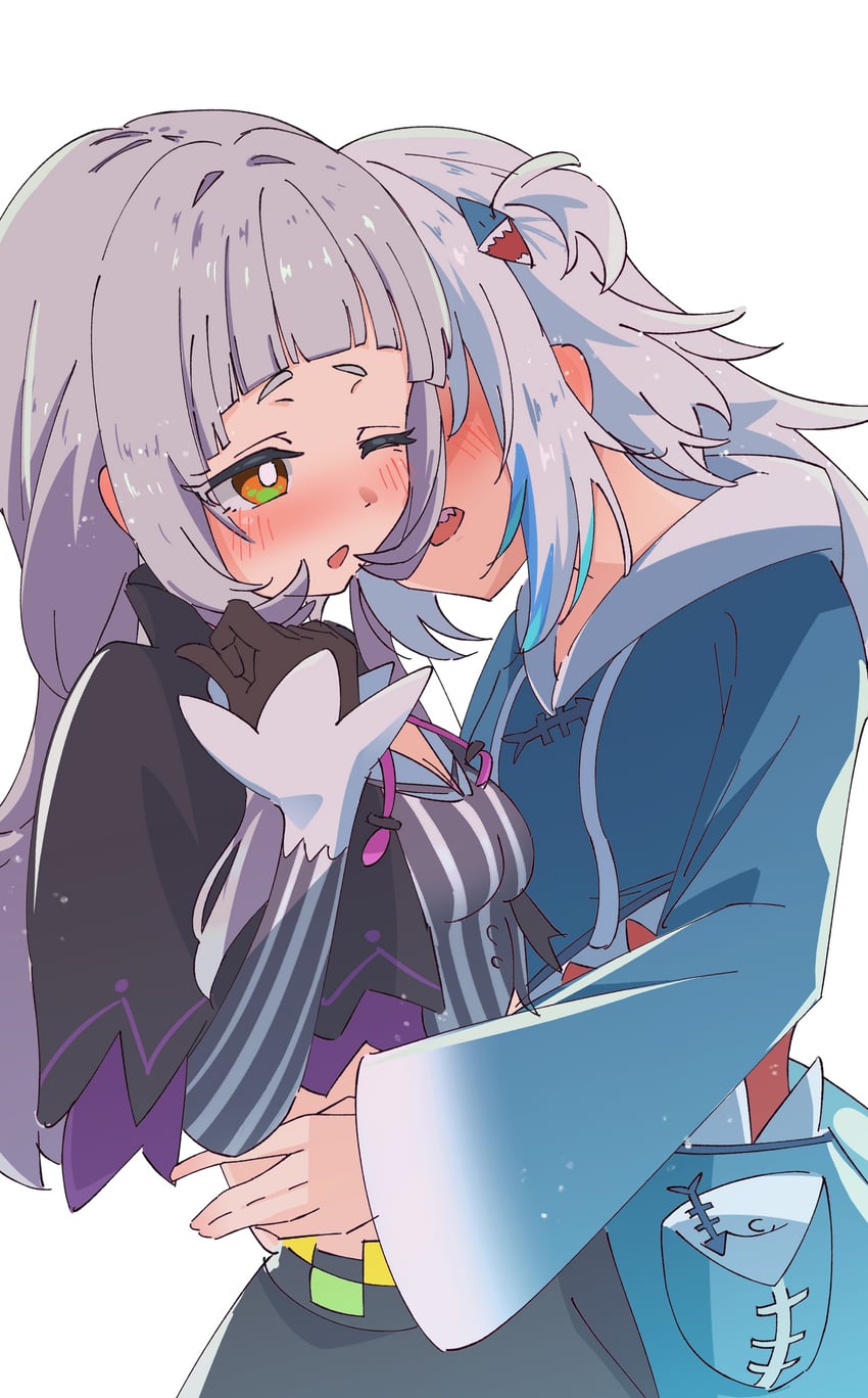 gawr gura and murasaki shion (hololive and 1 more) drawn by greeeenmodoki2