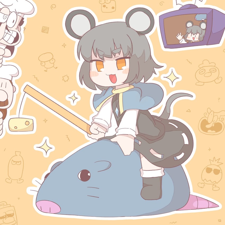 nazrin, peppino spaghetti, the noise, gustavo, brick, and 7 more (touhou and 1 more) drawn by zenerat