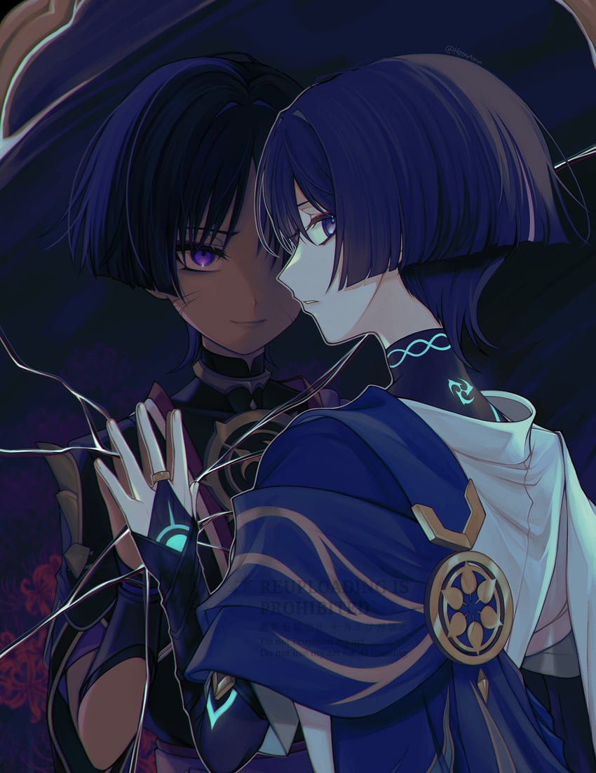 scaramouche and wanderer (genshin impact) drawn by amano_hotaru_(hotaama)