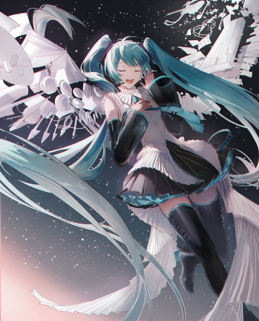 hatsune miku (vocaloid and 1 more) drawn by u9
