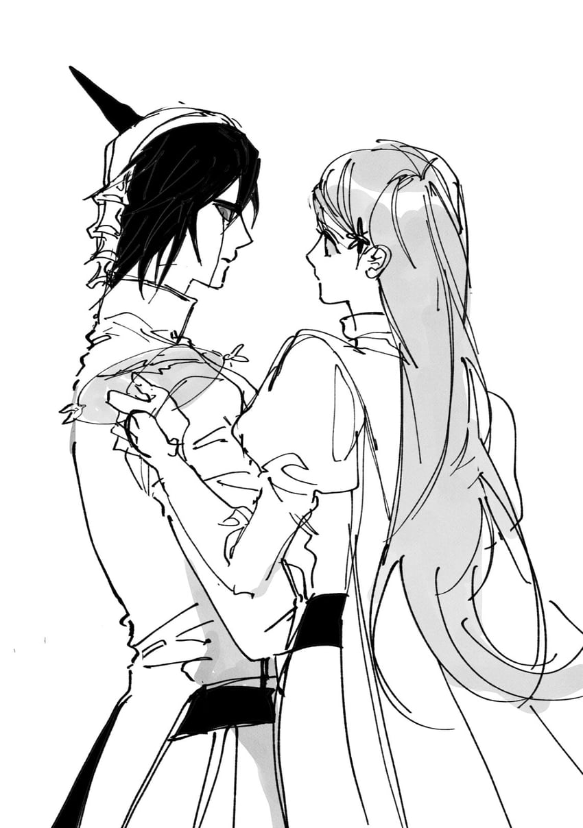 inoue orihime and ulquiorra cifer (bleach) drawn by nul