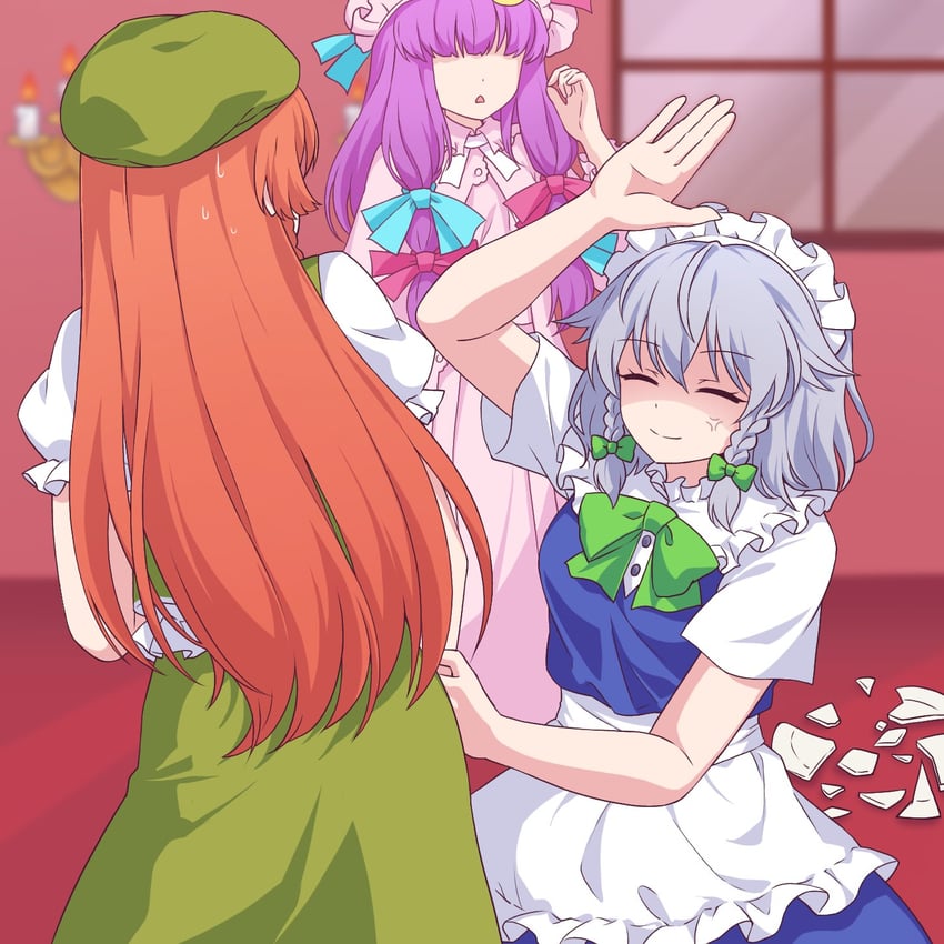 izayoi sakuya, patchouli knowledge, and hong meiling (touhou) drawn by kaoling