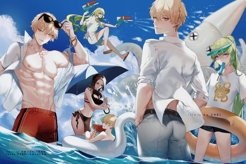 enkidu, gilgamesh, child gilgamesh, kingu, and siduri (fate and 1 more) drawn by shei99