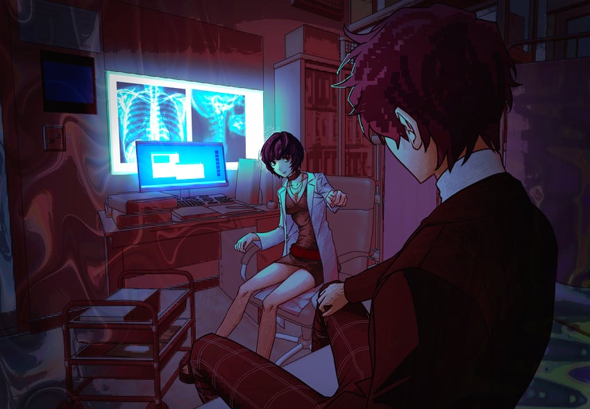 amamiya ren and takemi tae (persona and 1 more) drawn by fx34s