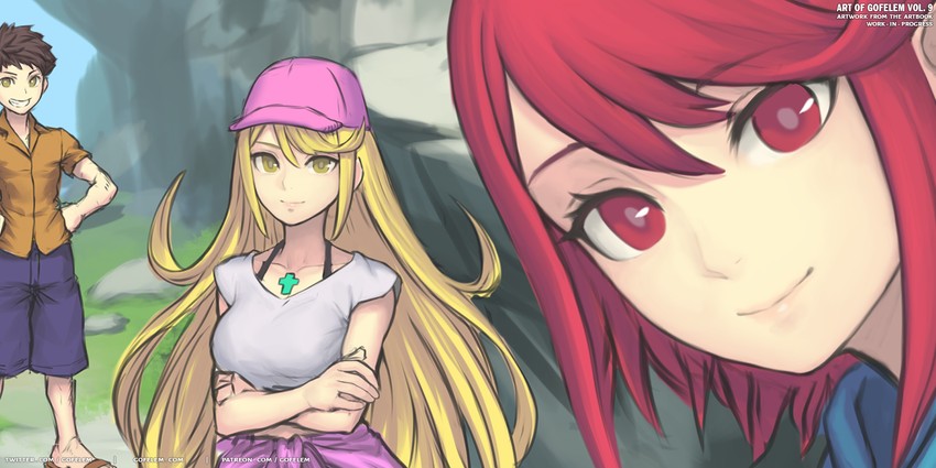 pyra, mythra, and rex (xenoblade chronicles and 1 more) drawn by gofelem