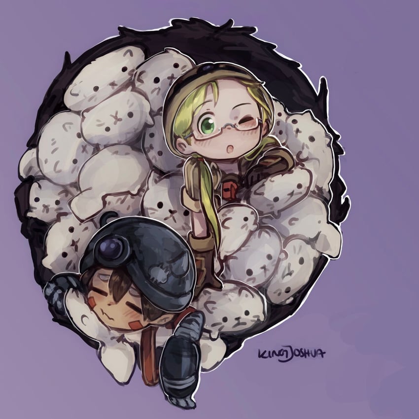 reg, riko, and neritantan (made in abyss) drawn by kingjoshua