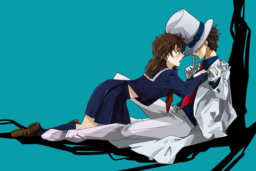kaitou kid and nakamori aoko (magic kaito) drawn by feeline_isi