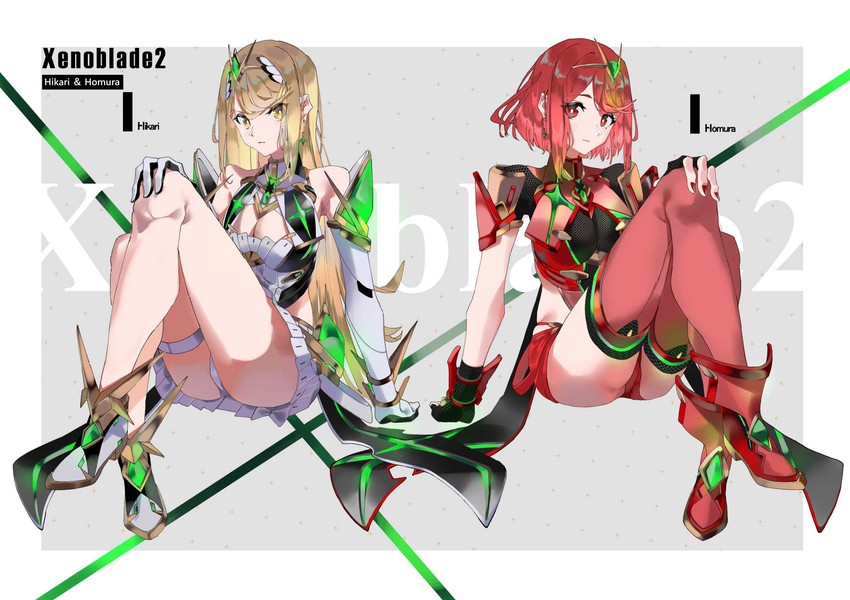 pyra and mythra (xenoblade chronicles and 1 more) drawn by ekitabu_hosii