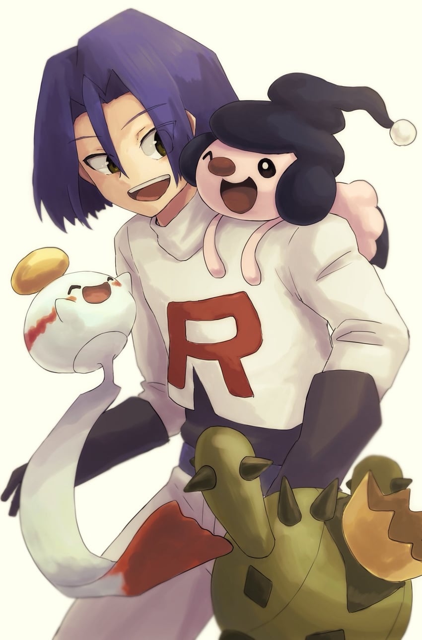 james, chimecho, mime jr., and cacnea (pokemon) drawn by misonikomiii