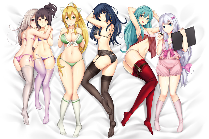 illyasviel von einzbern, miyu edelfelt, izumi sagiri, leafa, eirika, and 1 more (fate and 6 more) drawn by tony_guisado