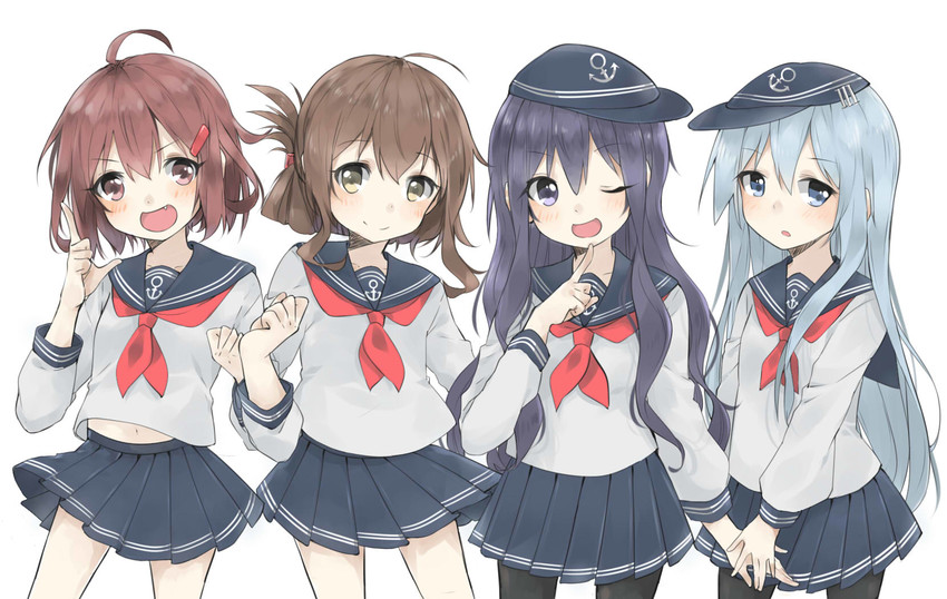 hibiki, inazuma, ikazuchi, and akatsuki (kantai collection) drawn by tomo_futoshi