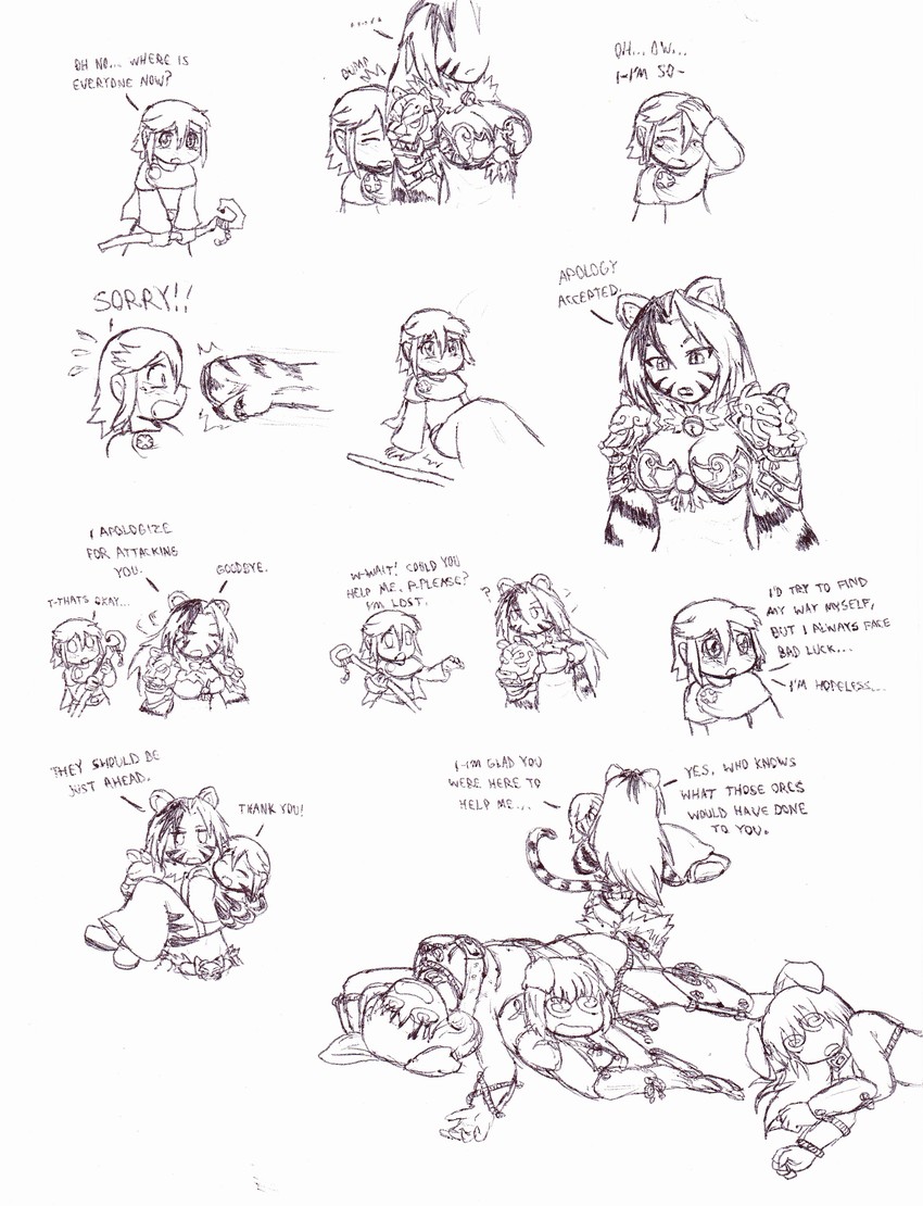 jinko and orc (monster girl encyclopedia) drawn by jacob_conway