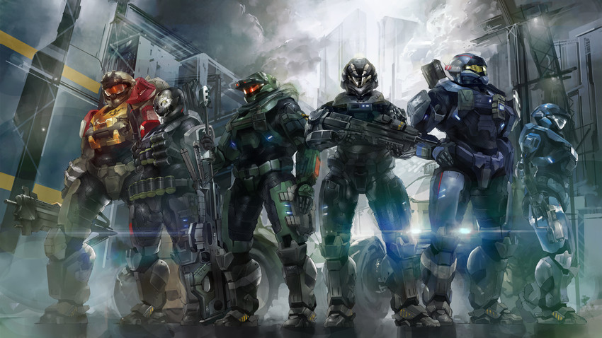 spartan-b312, emile-a239, jorge-052, catherine-b320, carter-a259, and 1 more (halo and 1 more) drawn by gear_(zcjx999)