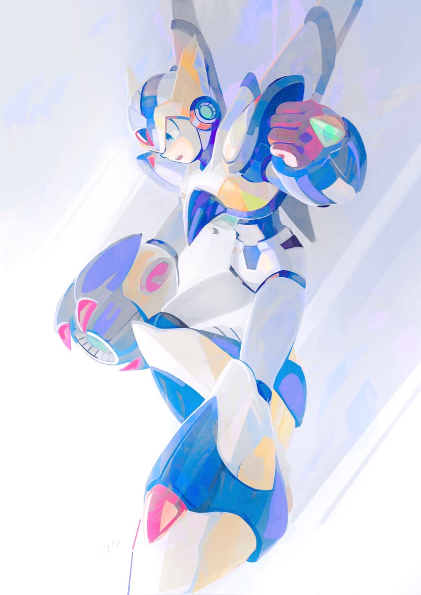 x and falcon armor x (mega man and 2 more) drawn by iyo_(1eavethebus)