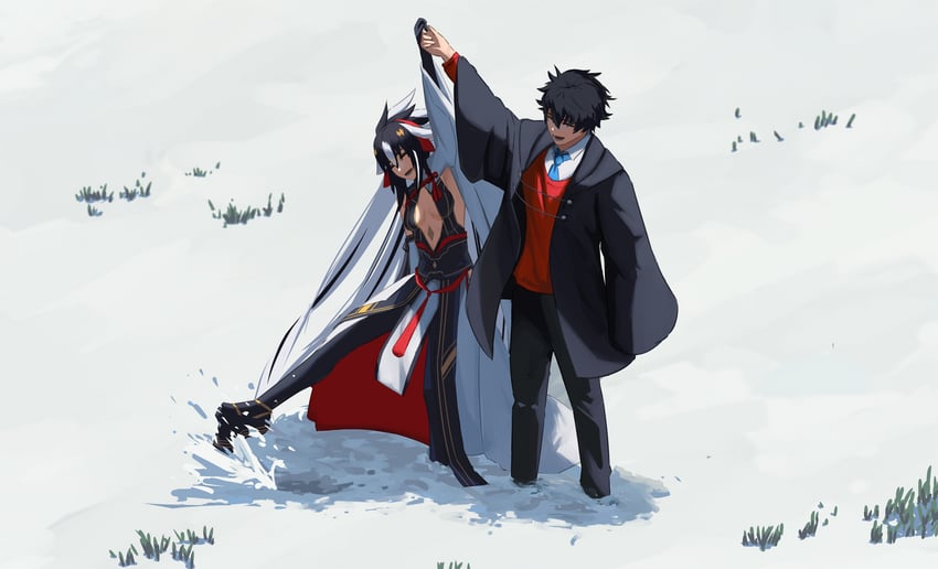 fujimaru ritsuka, nagao kagetora, and uesugi kenshin (fate and 1 more) drawn by paperpillar