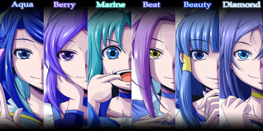 hishikawa rikka, aoki reika, kurumi erika, cure marine, cure beauty, and 8 more (precure and 7 more) drawn by nishi_koutarou