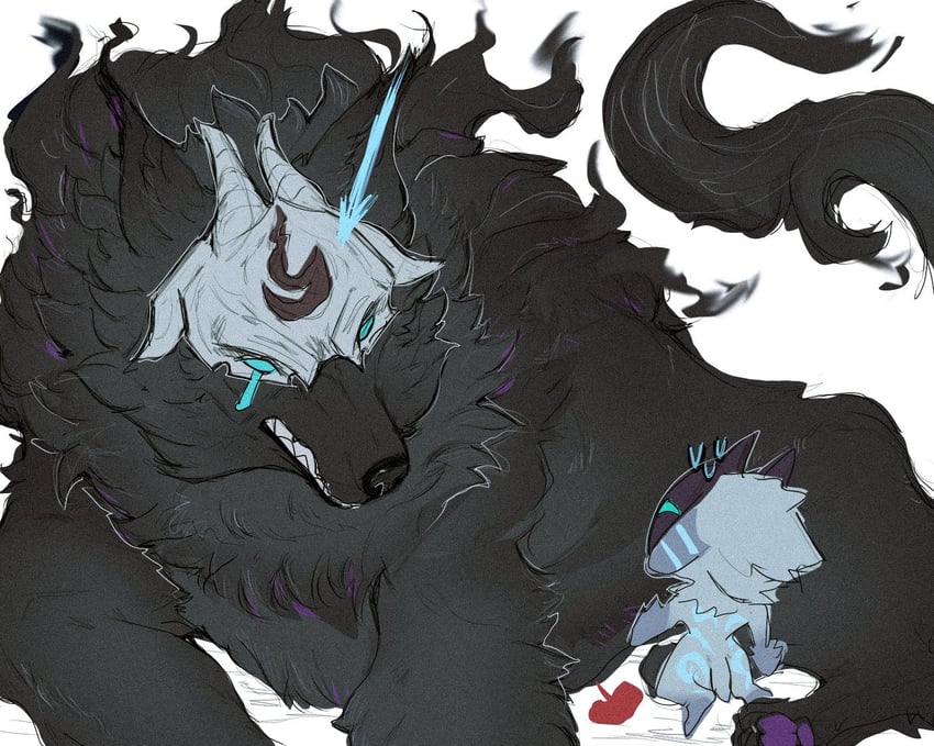 kindred, lamb, and wolf (league of legends) drawn by fiora_(na1su)