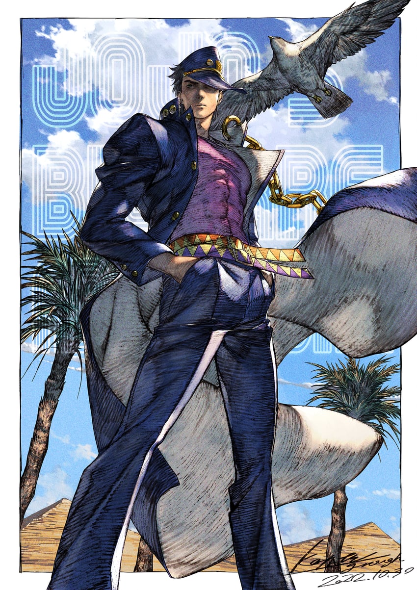 kujo jotaro (jojo no kimyou na bouken and 1 more) drawn by kotatsu_(g-rough)