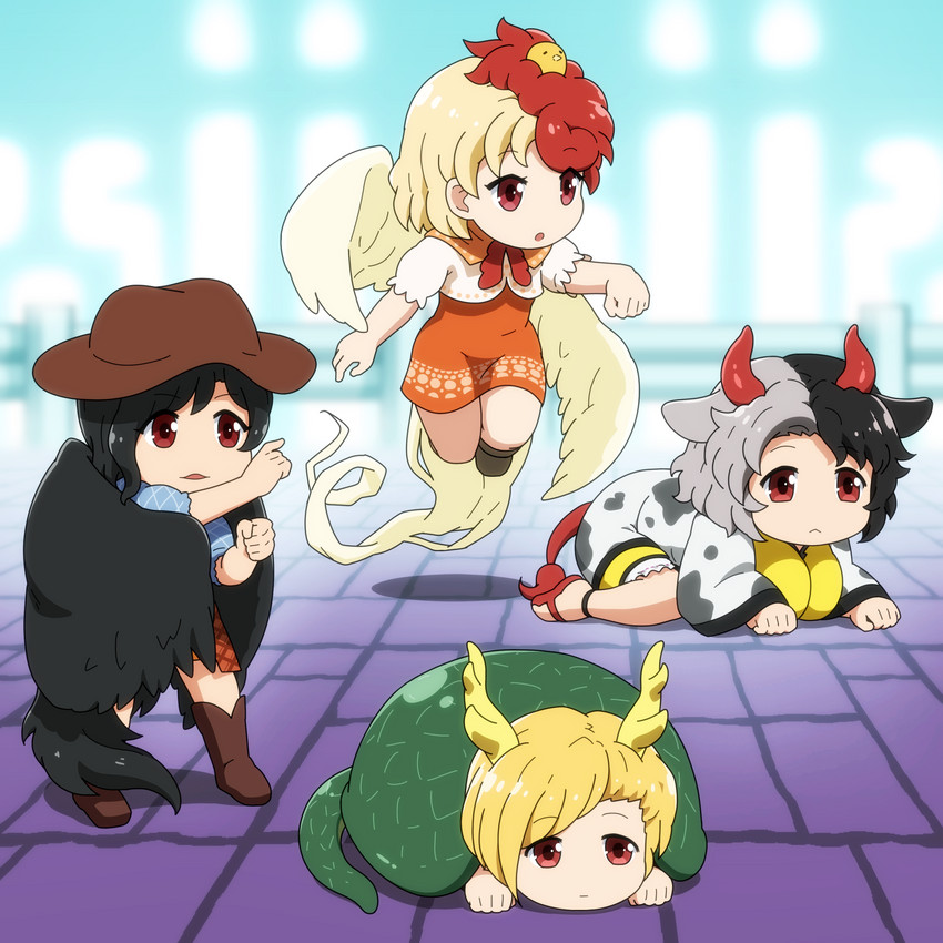 kicchou yachie, kurokoma saki, niwatari kutaka, and ushizaki urumi (touhou and 3 more) drawn by shirosato
