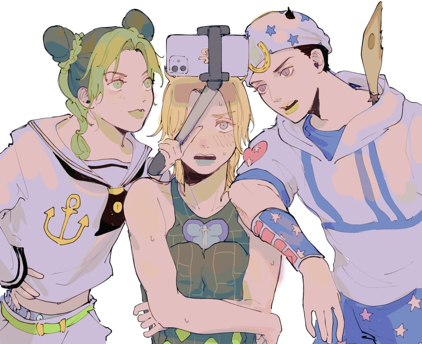 kujo jolyne, johnny joestar, and higashikata josuke (jojo no kimyou na bouken and 3 more) drawn by inanashil
