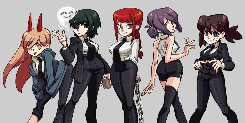 makima, power, reze, higashiyama kobeni, himeno, and 1 more (chainsaw man and 1 more) drawn by madamerinrin