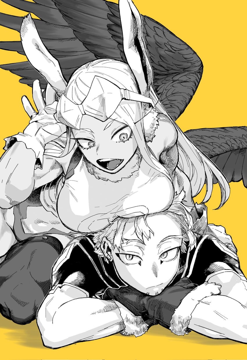 mirko and hawks (boku no hero academia) drawn by migi_(mm86262394)