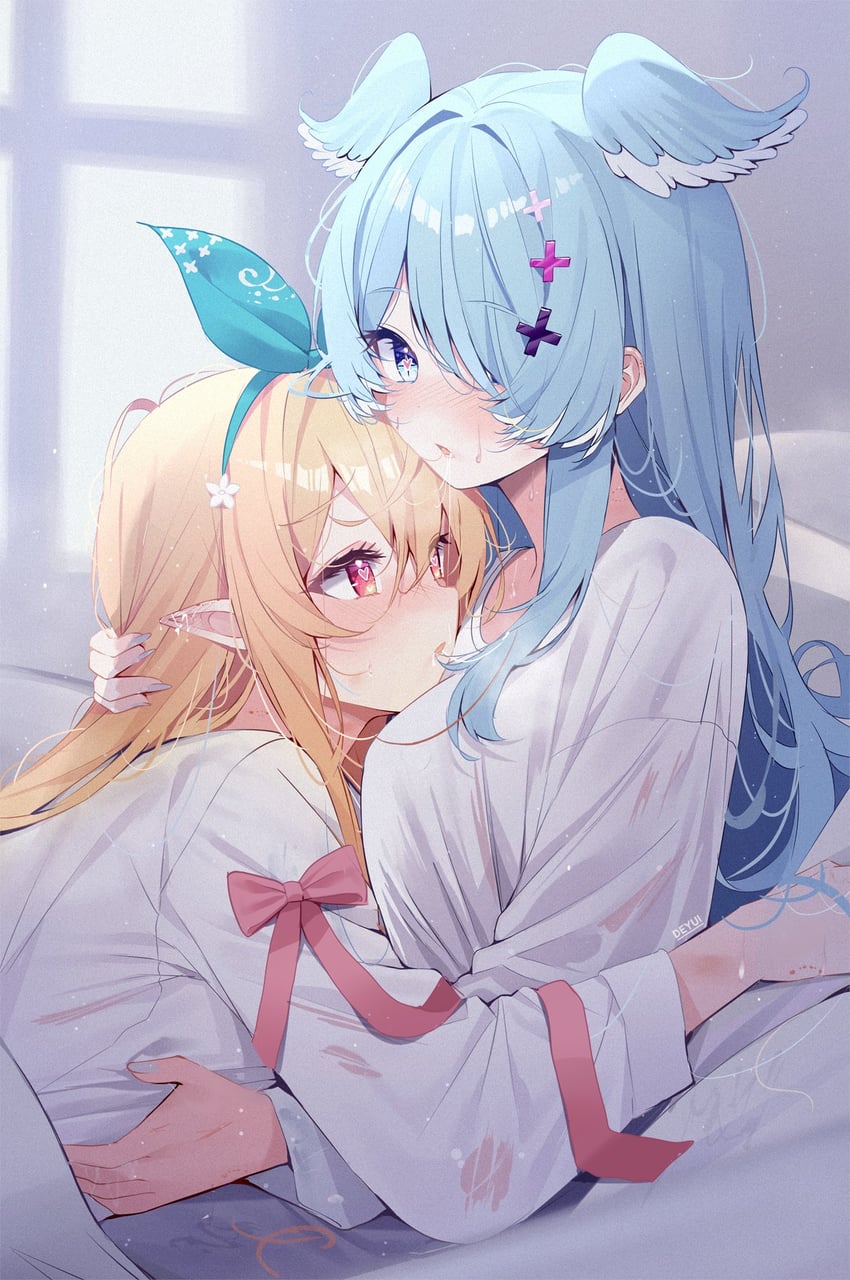 elira pendora and pomu rainpuff (nijisanji and 1 more) drawn by deyui