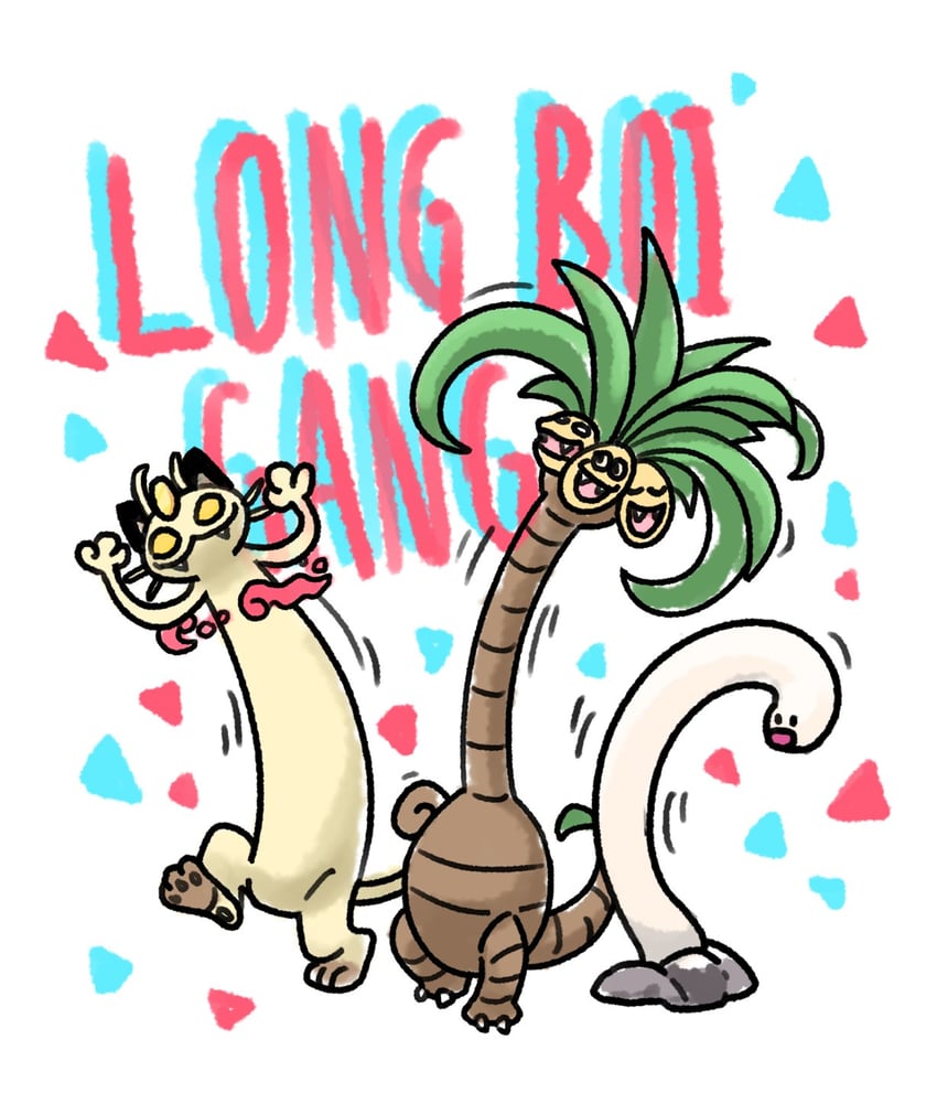 meowth, alolan exeggutor, wiglett, and gigantamax meowth (pokemon) drawn by elite_trainer_lin