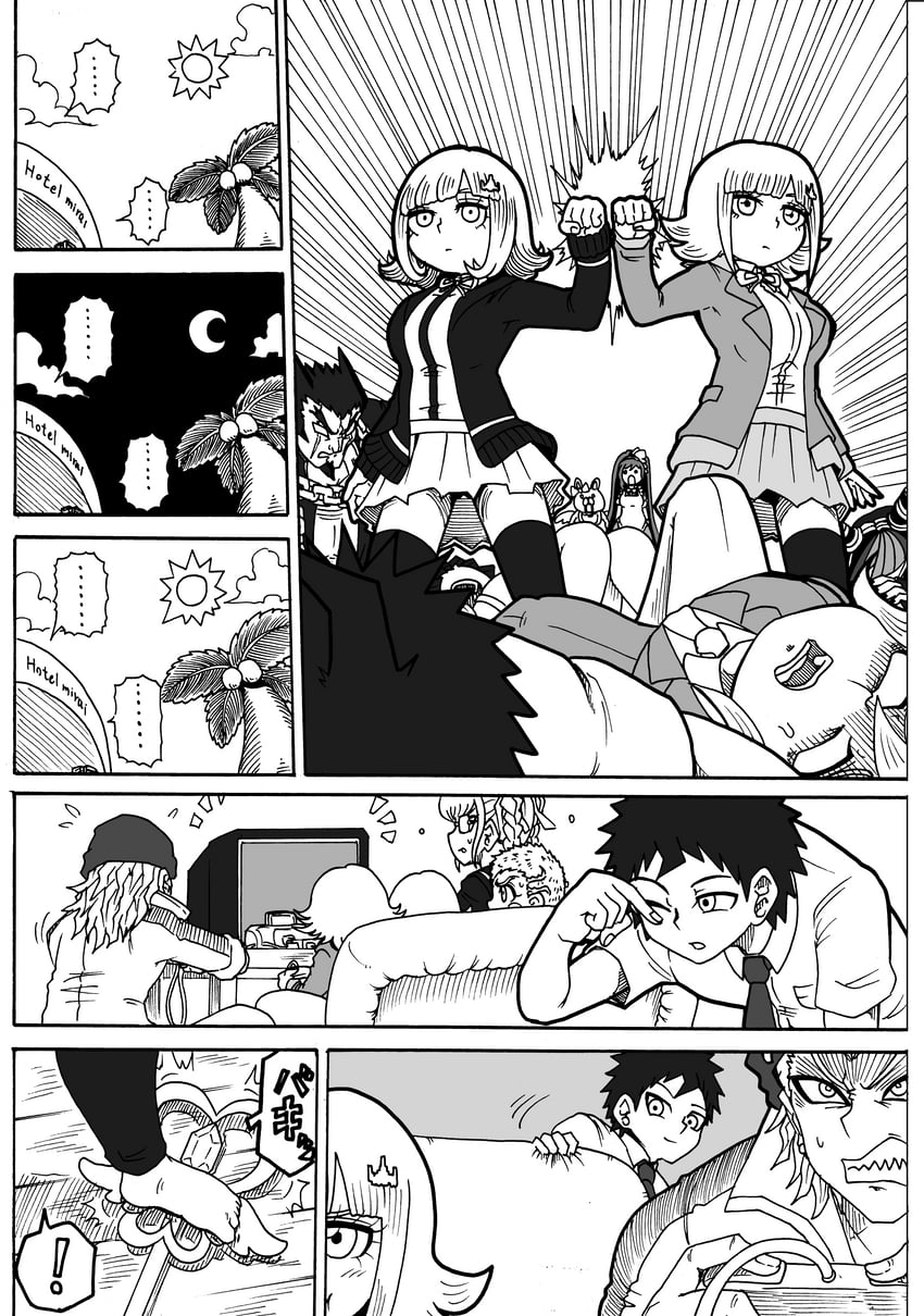 nanami chiaki, hinata hajime, mioda ibuki, soda kazuichi, pekoyama peko, and 5 more (danganronpa and 3 more) drawn by jan1214
