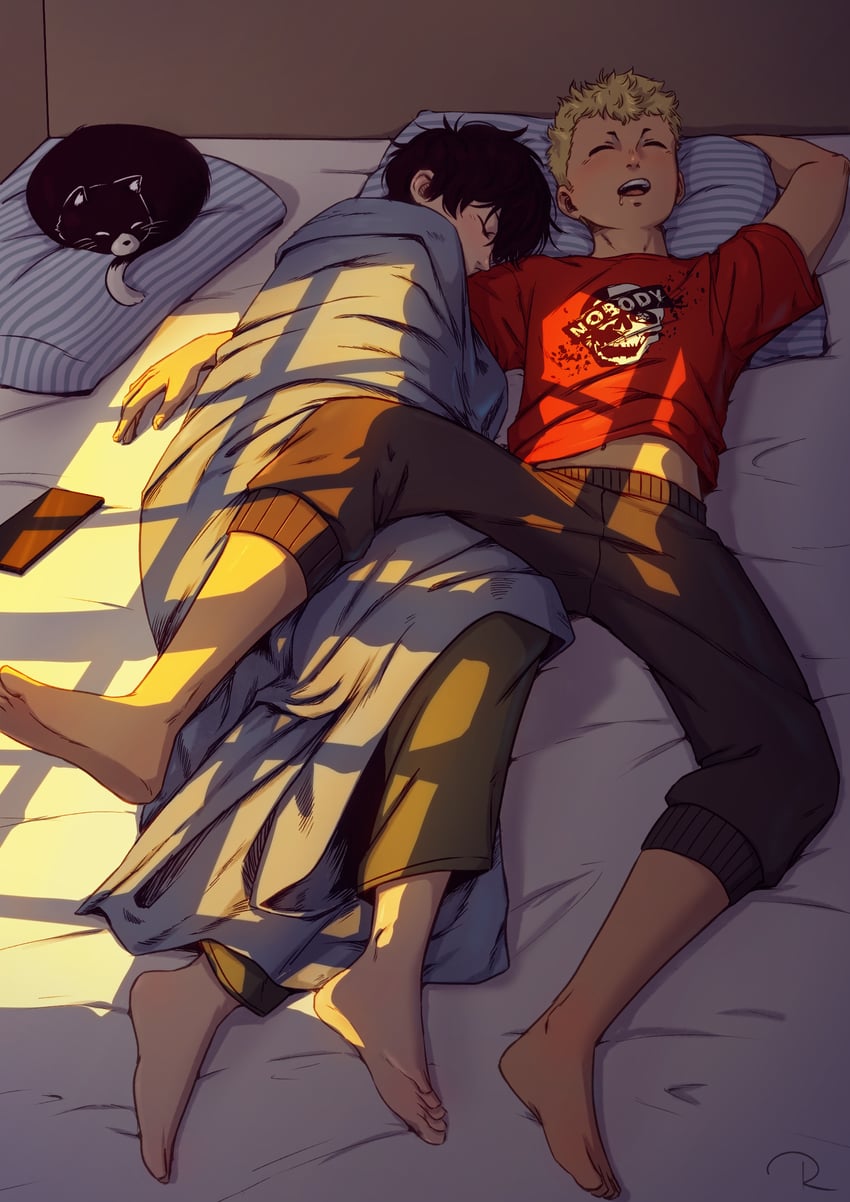 amamiya ren, sakamoto ryuuji, and morgana (persona and 1 more) drawn by raphodraws