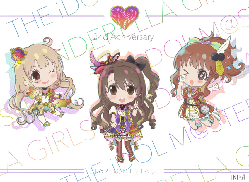 shimamura uzuki, futaba anzu, and moroboshi kirari (idolmaster and 2 more) drawn by inika