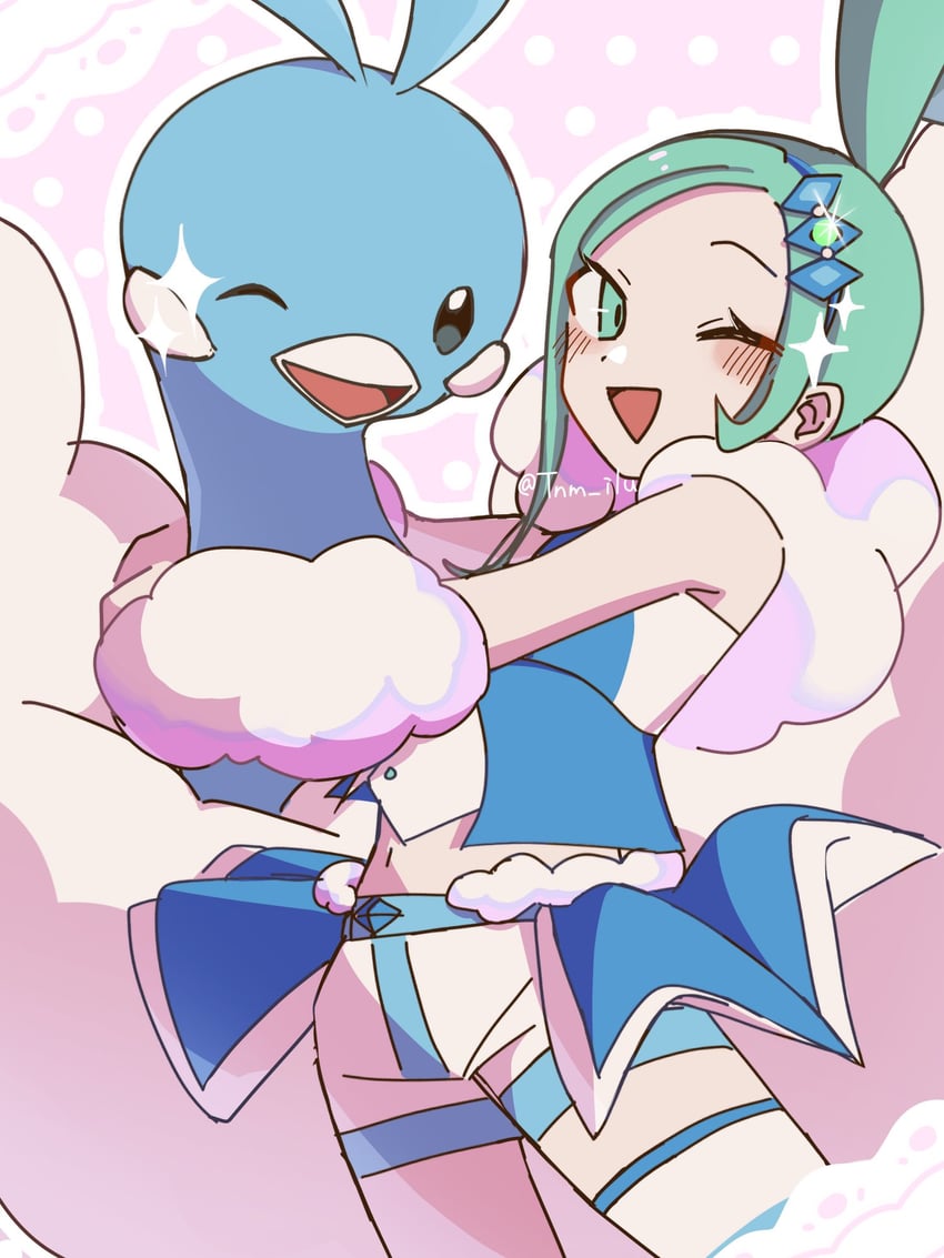 altaria and lisia (pokemon and 1 more) drawn by tnm_ilu