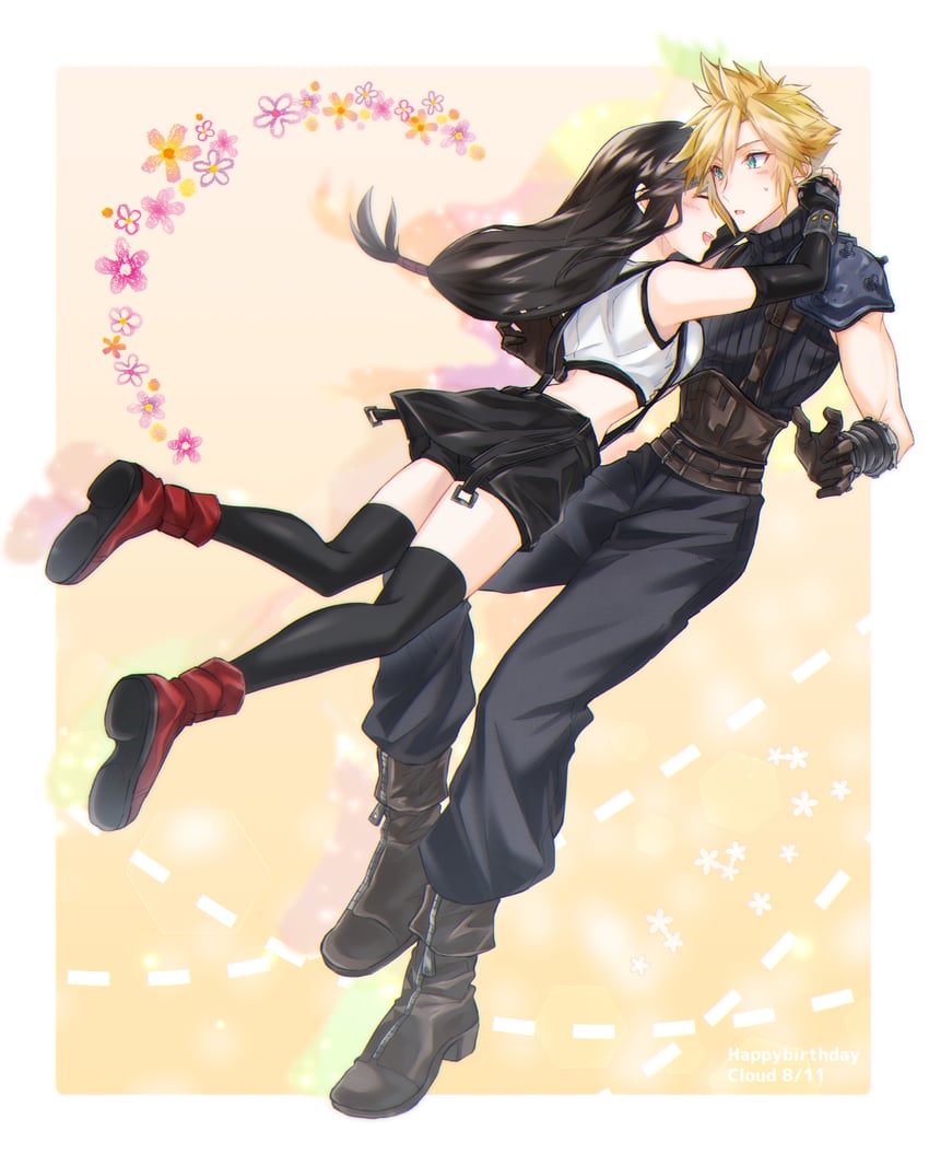 tifa lockhart and cloud strife (final fantasy and 2 more) drawn by mizuamememe