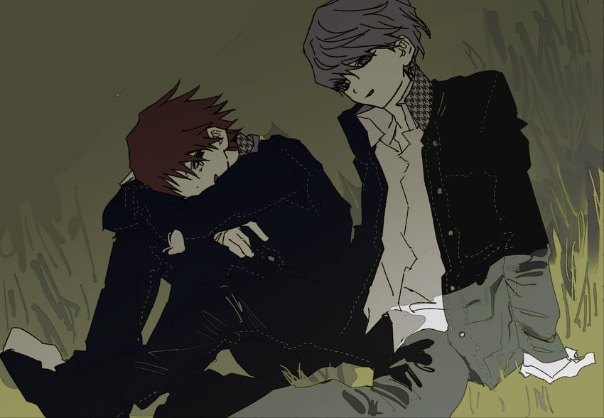 narukami yu and hanamura yousuke (persona and 1 more) drawn by goguma_wagamja