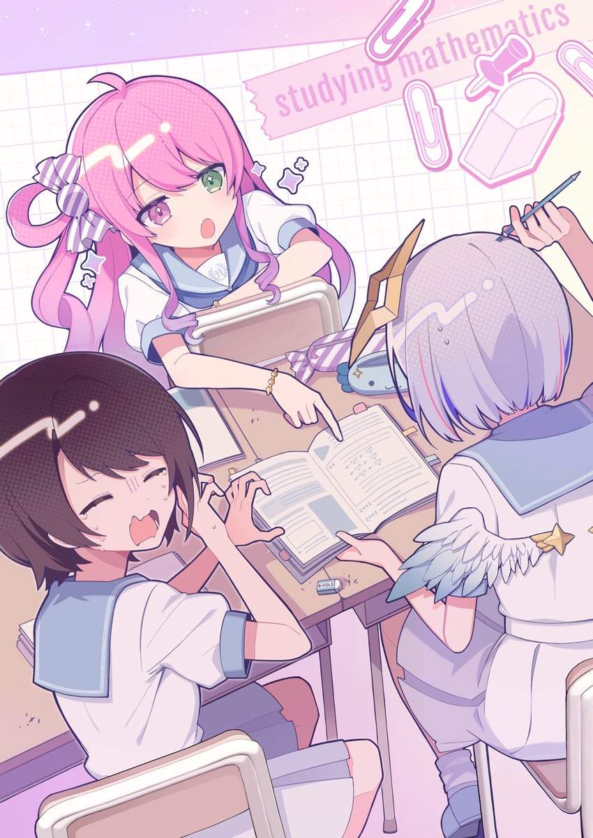 oozora subaru, amane kanata, and himemori luna (hololive and 1 more) drawn by uehara_(dormmmmir_)