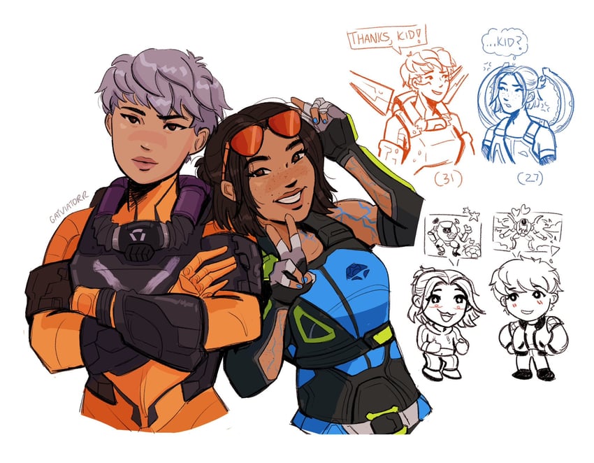 valkyrie, conduit, northstar, and monarch (apex legends and 2 more) drawn by phoenix_(gayviatorr)