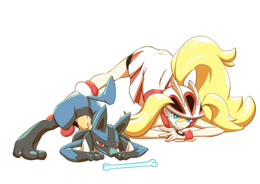 lucario and korrina (pokemon and 1 more) drawn by kakashino_kakato