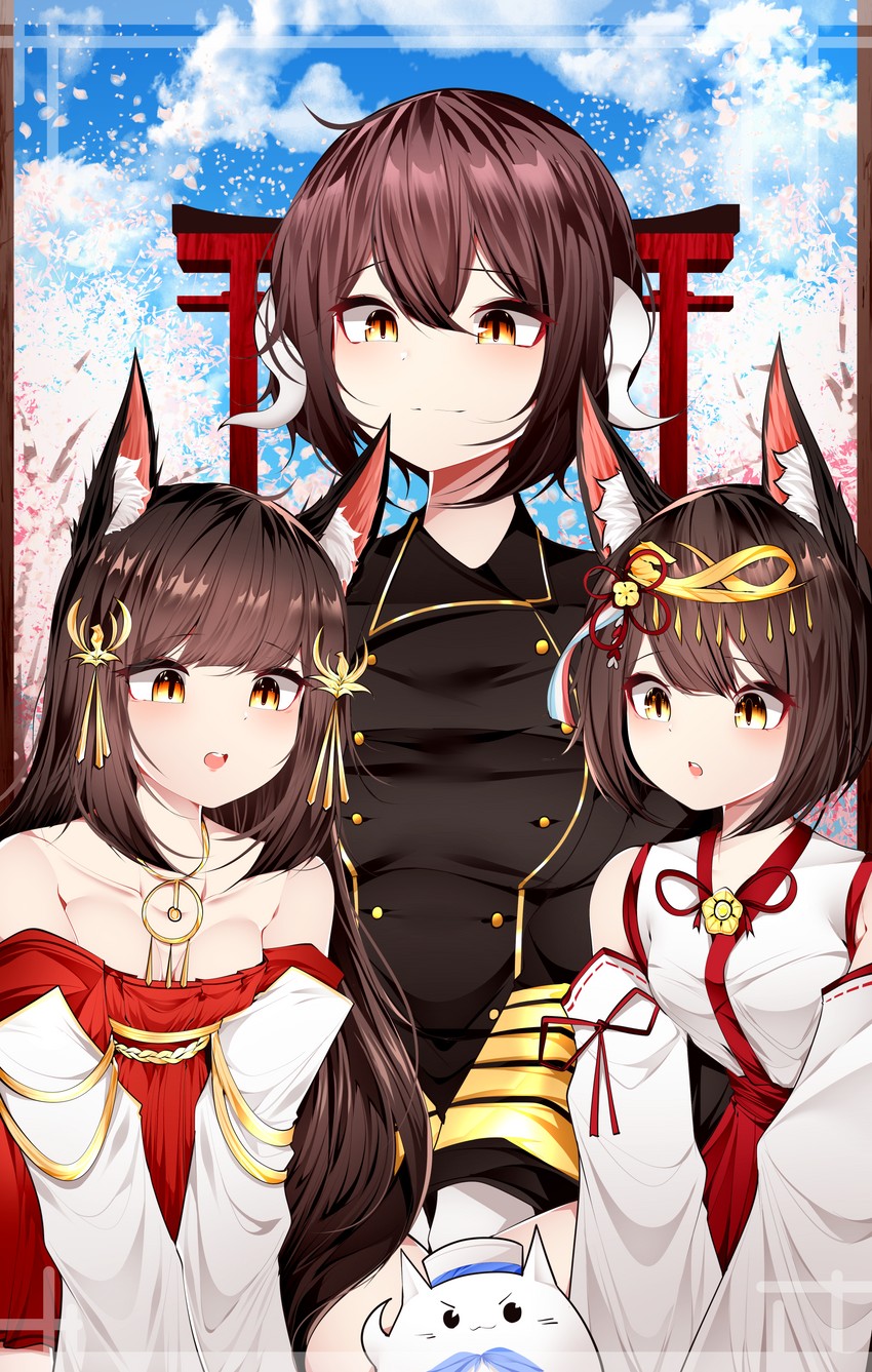 nagato, meowfficer, mikasa, and mutsu (azur lane) drawn by samip