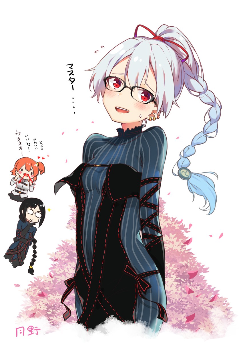fujimaru ritsuka, tomoe gozen, and yu mei-ren (fate and 1 more) drawn by tsukino_(nakajimaseiki)