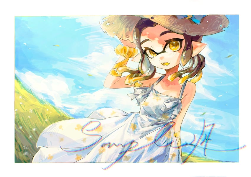 inkling player character and inkling girl (splatoon) drawn by zh111111